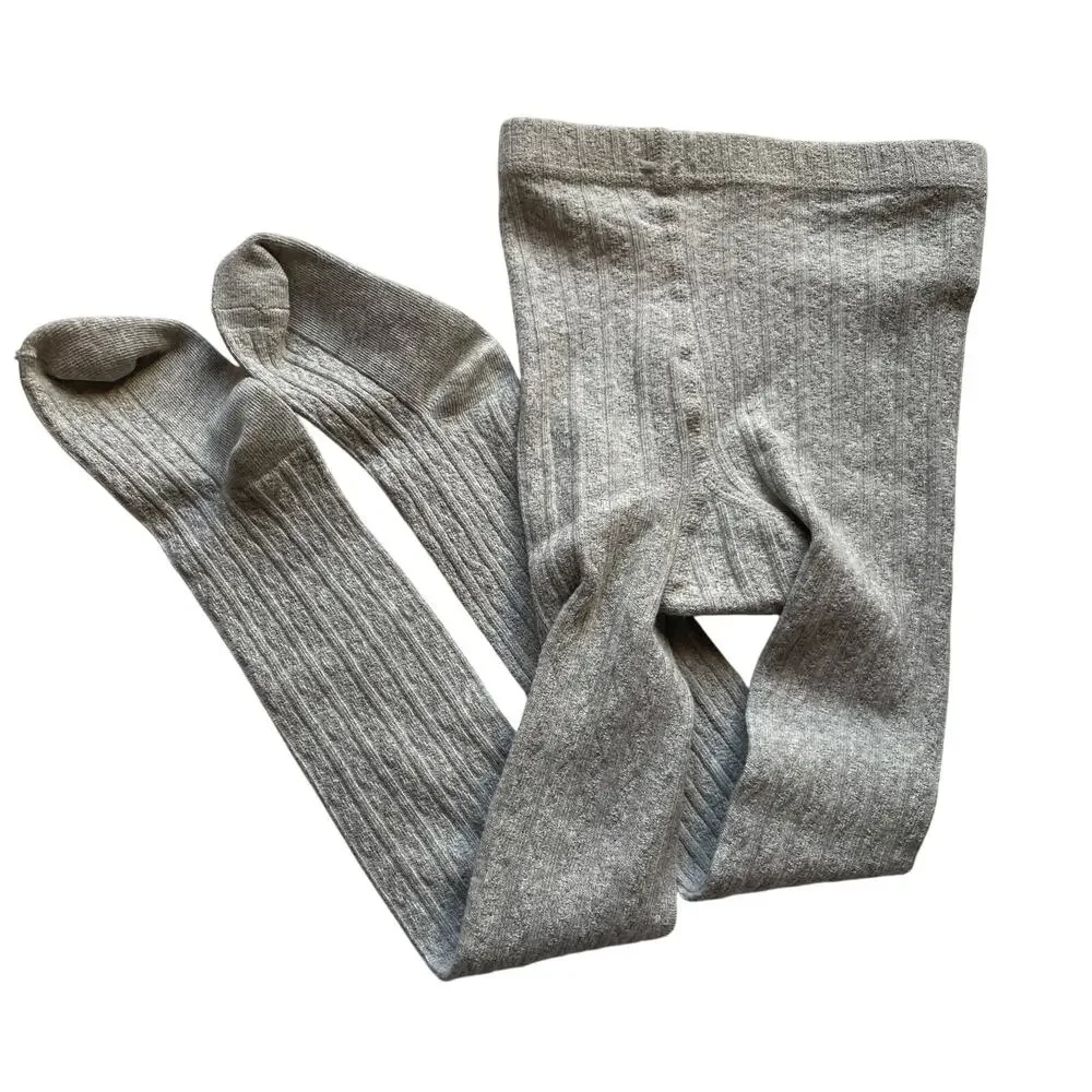 Girls Gray Cable Knit Tights Size 4-6 - Excellent!